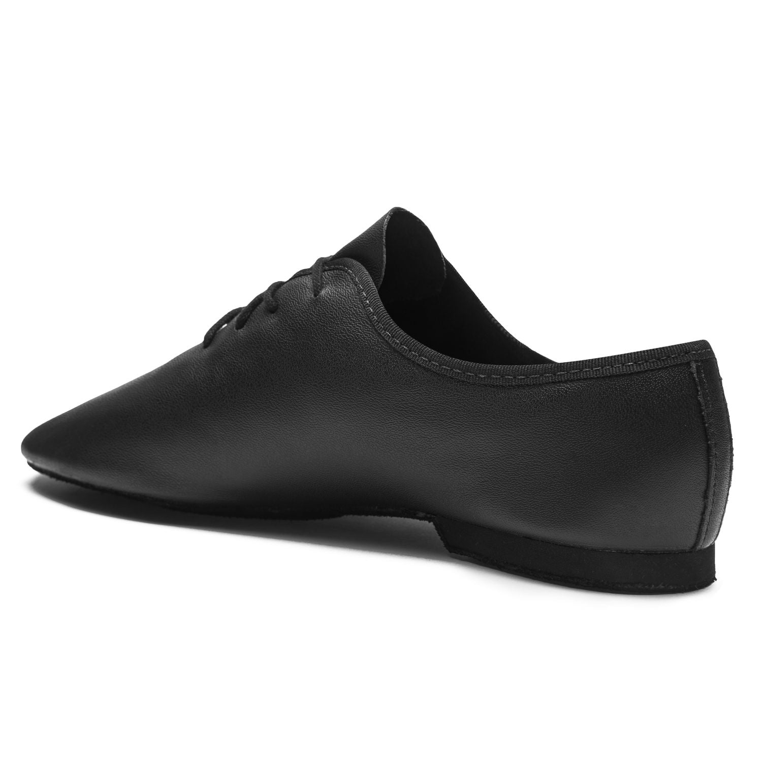 Rumpf 1260 Basic I Jazzschuhe in Schwarz mit Schnürung, niedrigem Absatz und Ledersohle für mehr Komfort, von der Seite betrachtet.